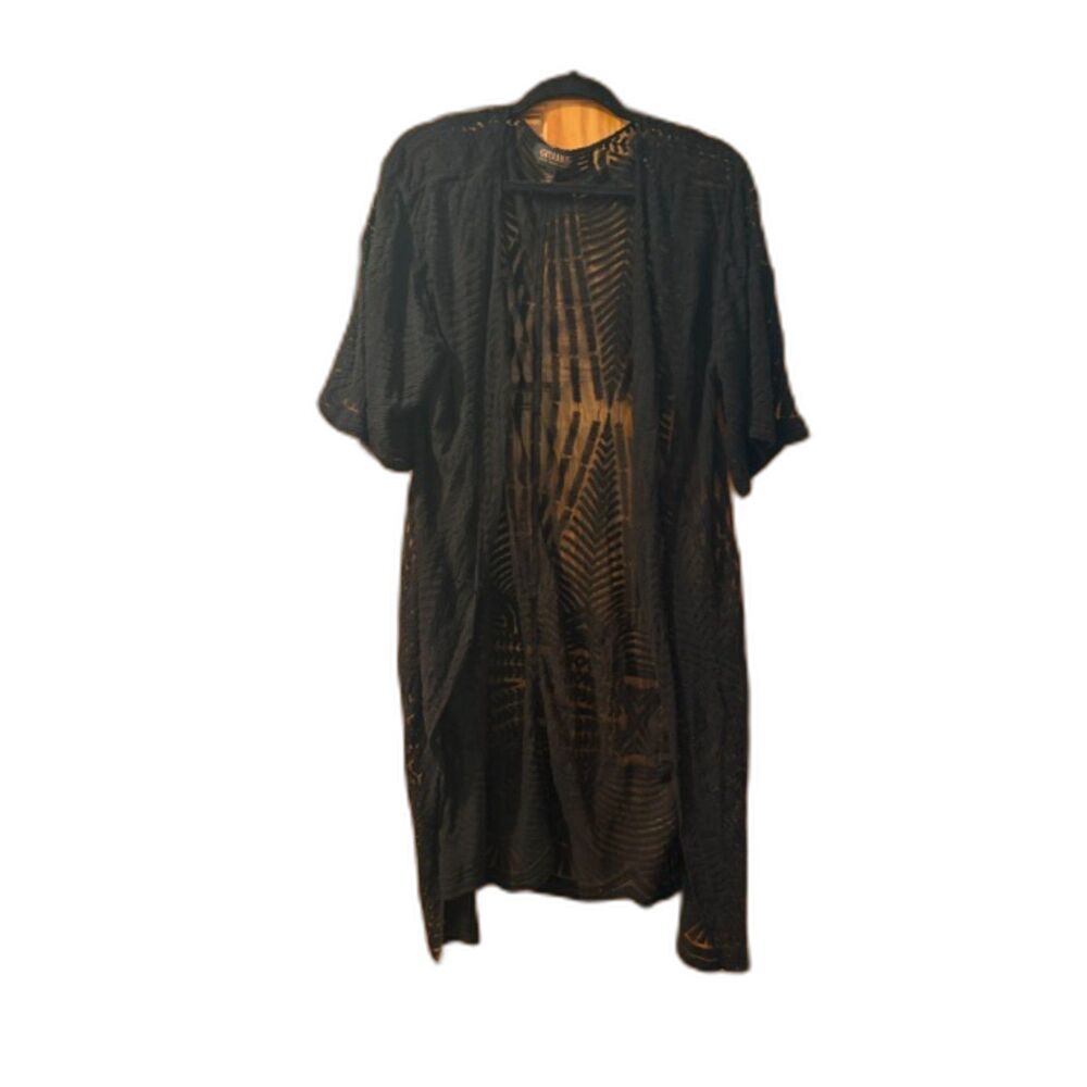 Shyanne Black Mesh Embroidered Kimono